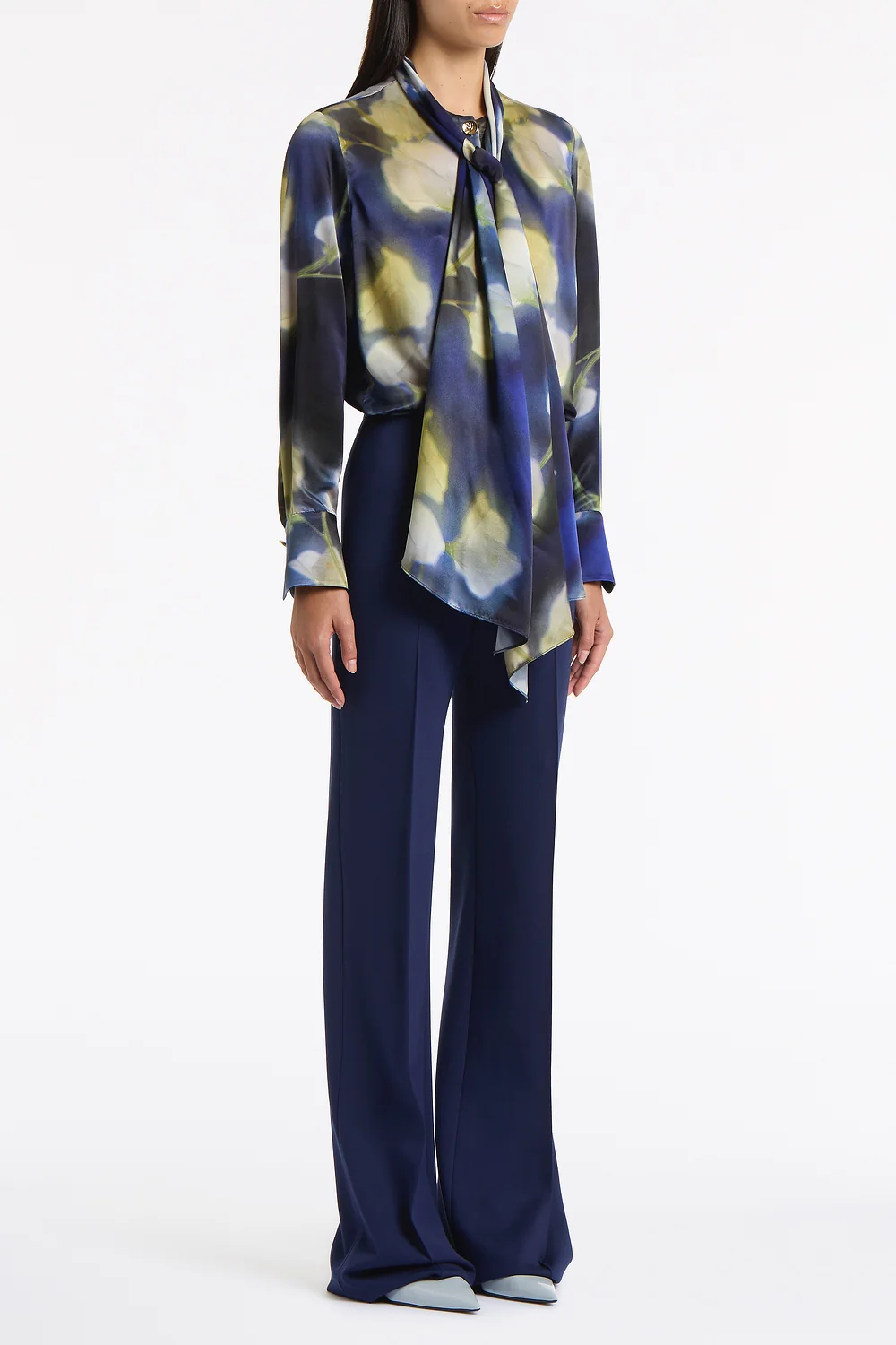 CALLA LILY SILK VISCOSE TIE NECK TOP - Image 2
