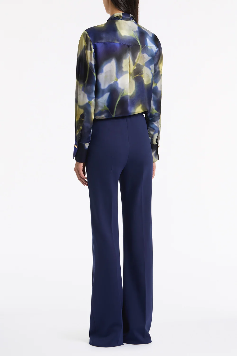 CALLA LILY SILK VISCOSE TIE NECK TOP - Image 3