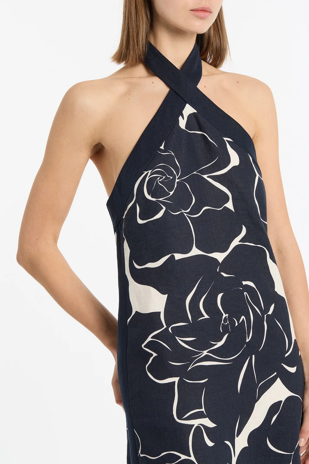 CELESTIAL PETALS LINEN HALTER NECK DRESS - Image 4