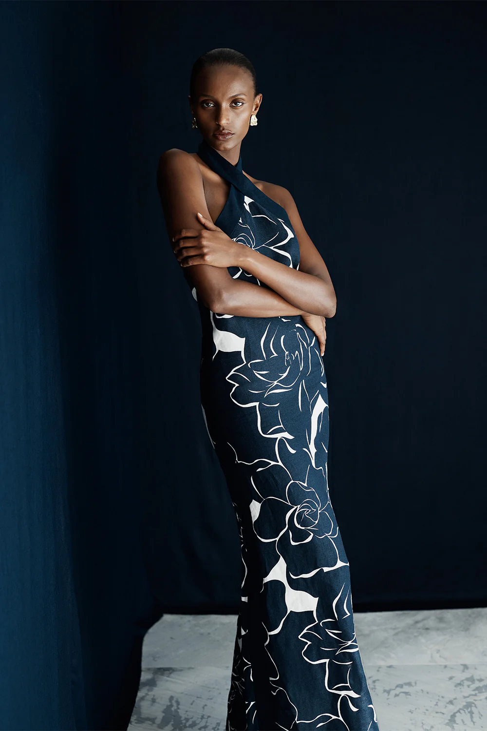 CELESTIAL PETALS LINEN HALTER NECK DRESS - Image 5
