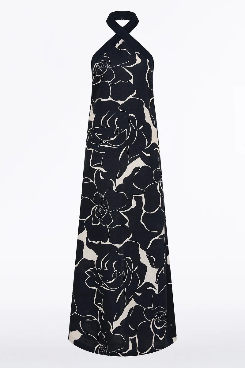 CELESTIAL PETALS LINEN HALTER NECK DRESS - Image 6