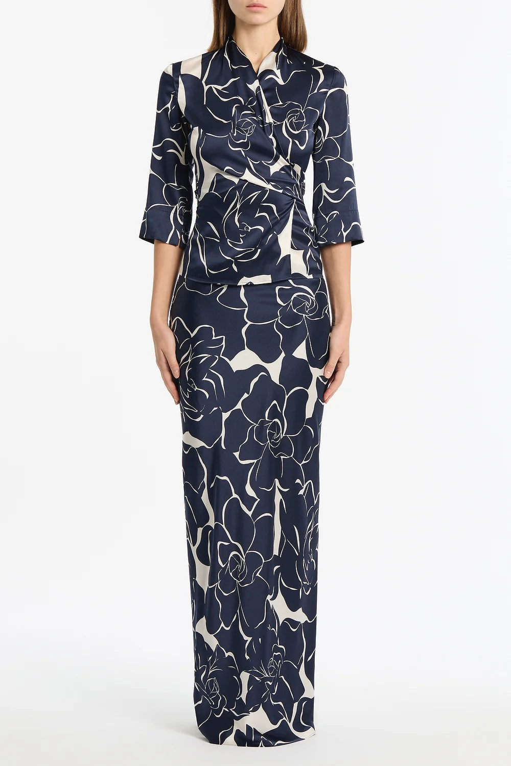 CELESTIAL PETALS SILK VISCOSE BIAS SKIRT