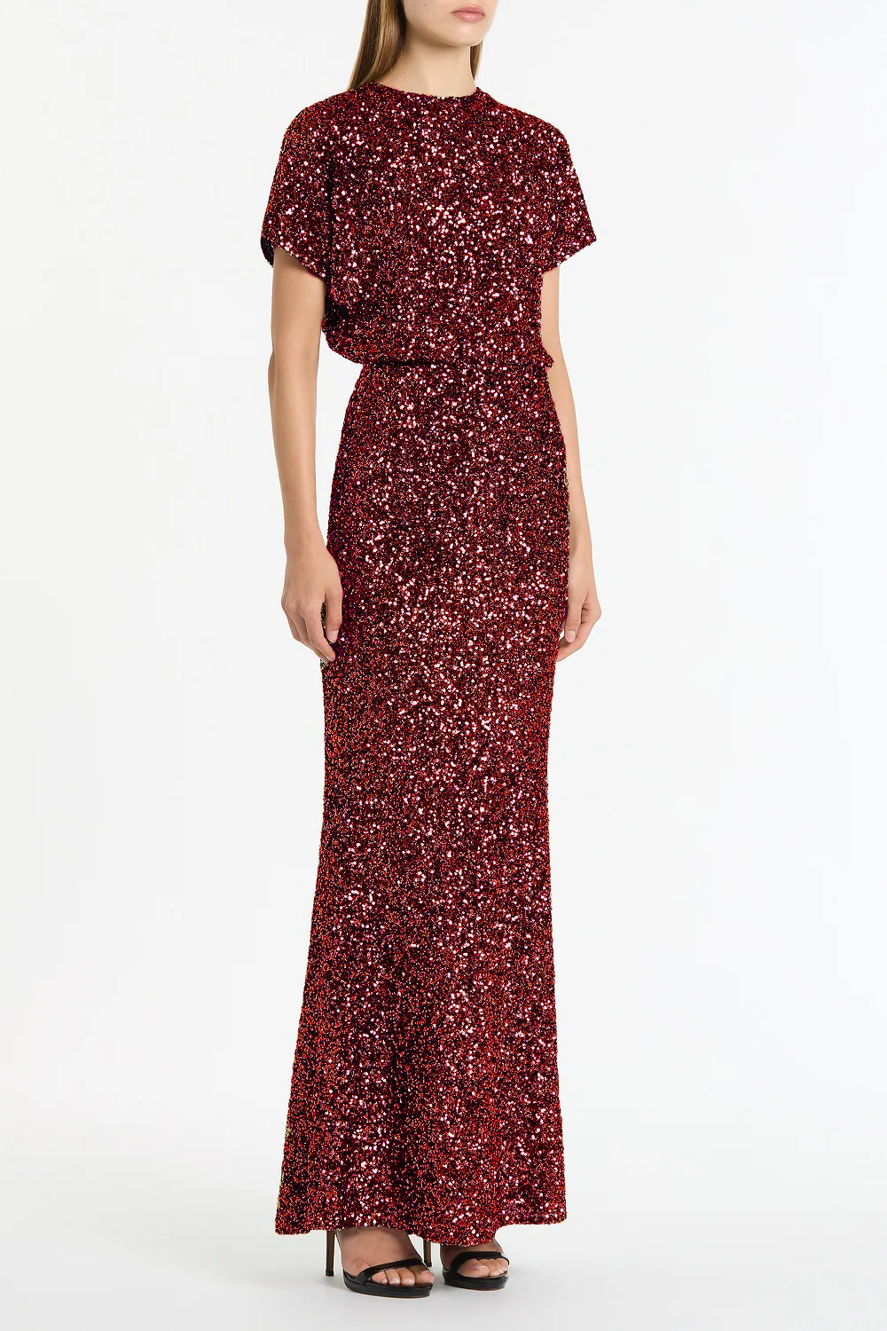 CHERRY CRUSHED SEQUIN COLUMN SKIRT - Image 3