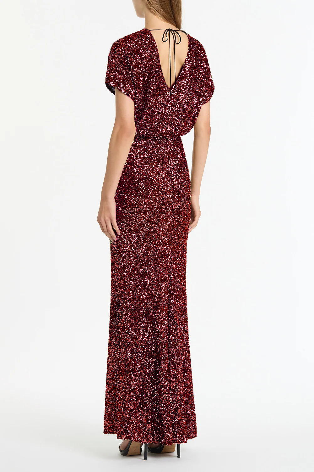 CHERRY CRUSHED SEQUIN DRAPE TOP - Image 2