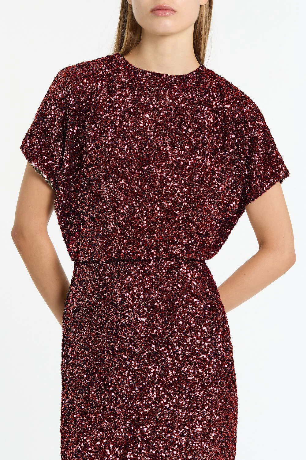 CHERRY CRUSHED SEQUIN DRAPE TOP - Image 4