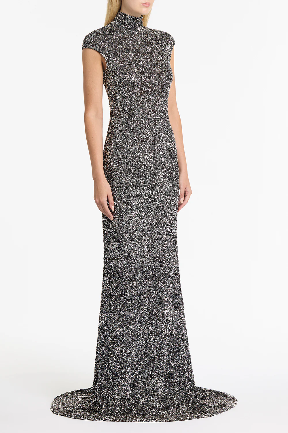 CHROME CRUSHED SEQUIN POLO GOWN - Image 3