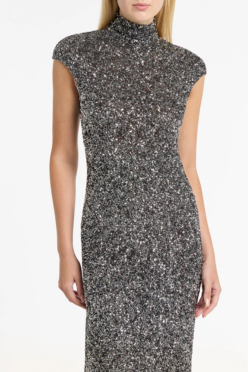 CHROME CRUSHED SEQUIN POLO GOWN - Image 4