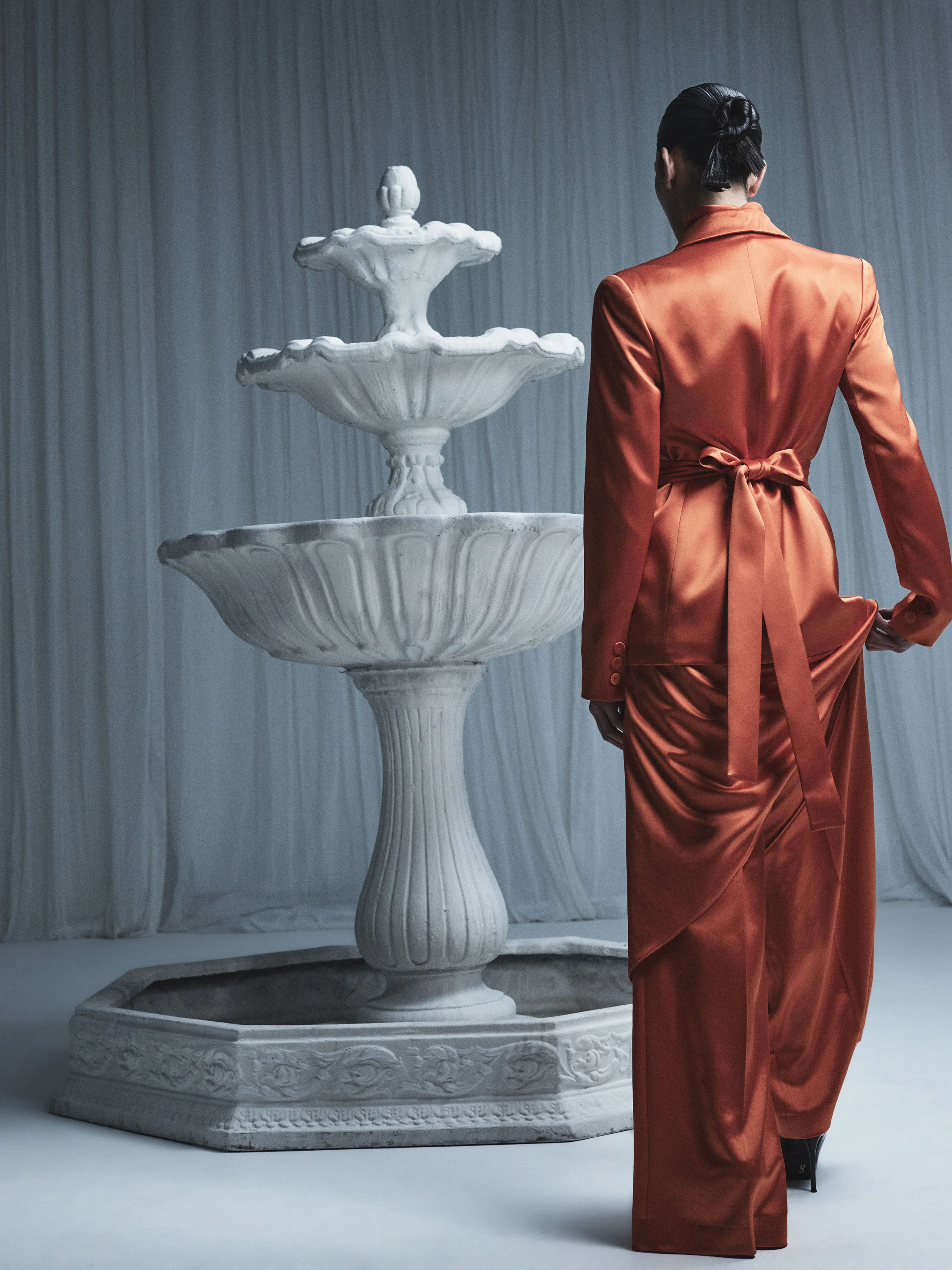 CLEMENTINE SATIN ACETATE DEEP PLEAT PANT - Image 5