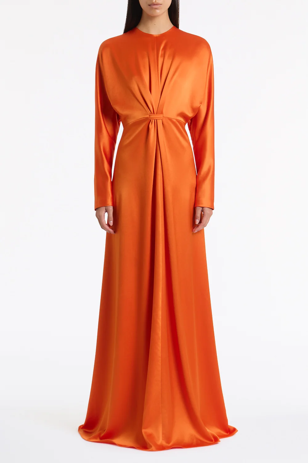 CLEMENTINE SATIN ACETATE DRAPED SOFT SLEEVE DRESS