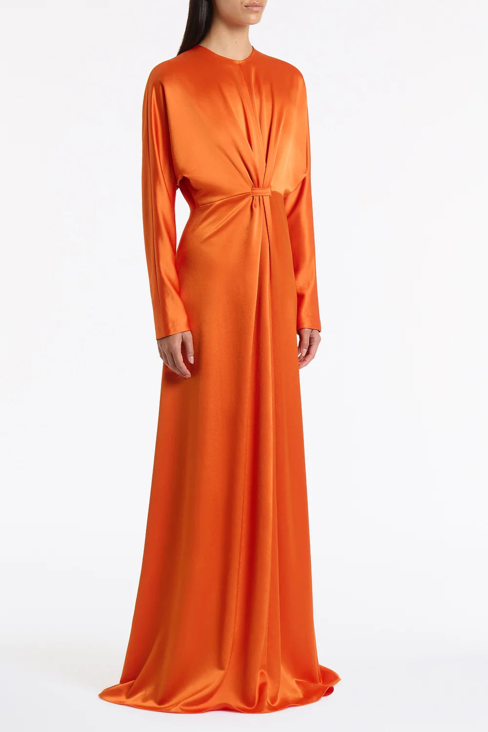 CLEMENTINE SATIN ACETATE DRAPED SOFT SLEEVE DRESS - Image 2