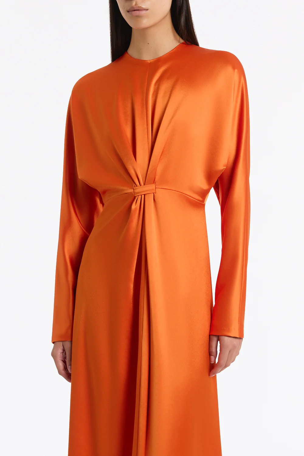 CLEMENTINE SATIN ACETATE DRAPED SOFT SLEEVE DRESS - Image 4