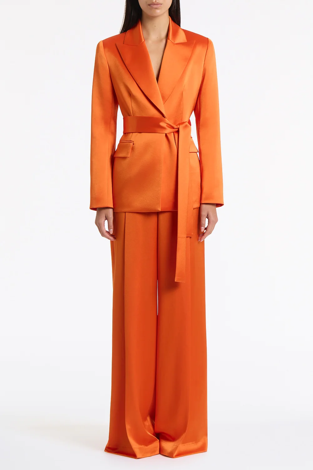 CLEMENTINE SATIN ACETATE TIE WAIST BLAZER