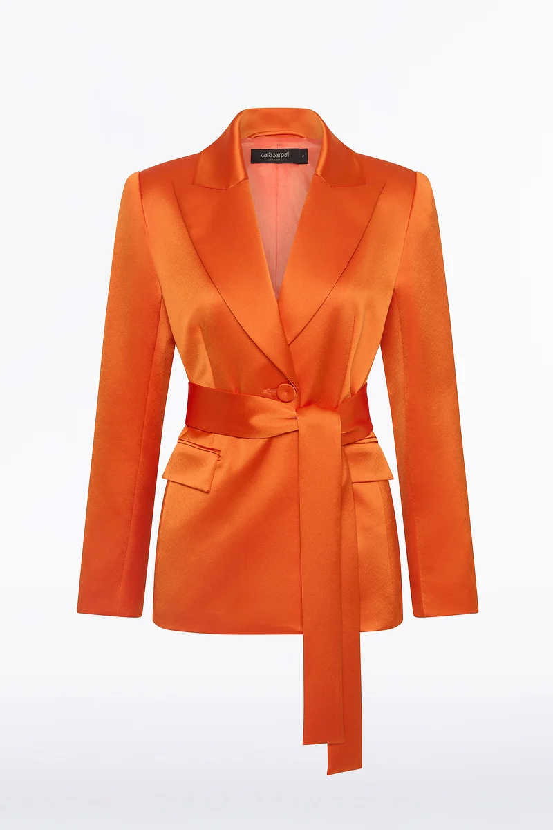 CLEMENTINE SATIN ACETATE TIE WAIST BLAZER - Image 5