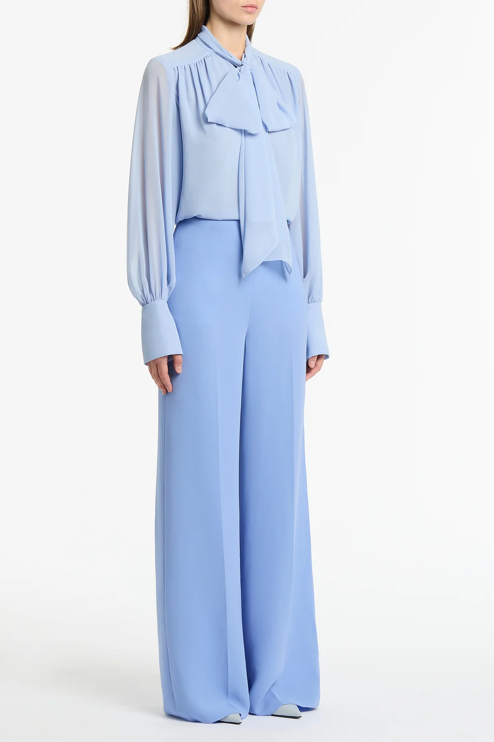 CORNFLOWER CREPE HIGH WAISTED WIDE LEG PANT - Image 2