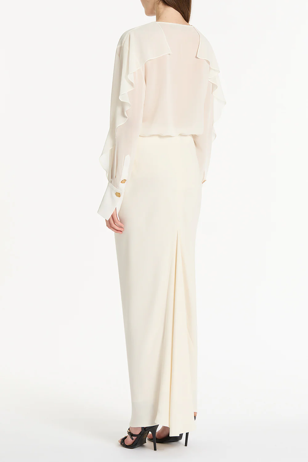 CREAM GEORGETTE FLUTED BLOUSE - Image 2