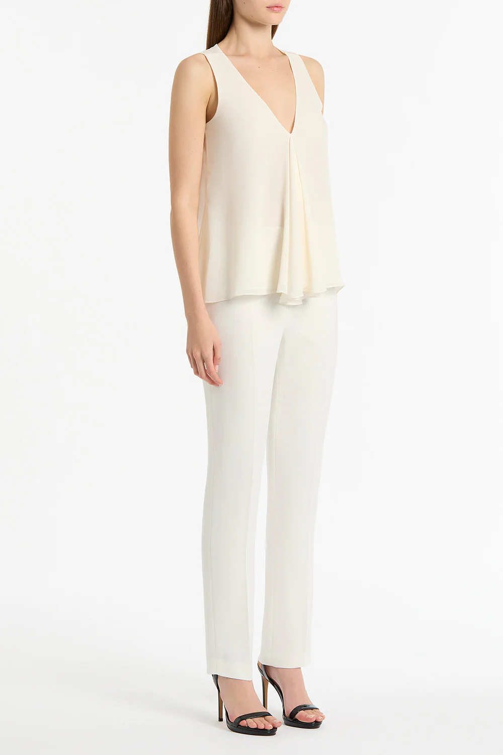 CREAM GEORGETTE FLUTED TANK - Image 3