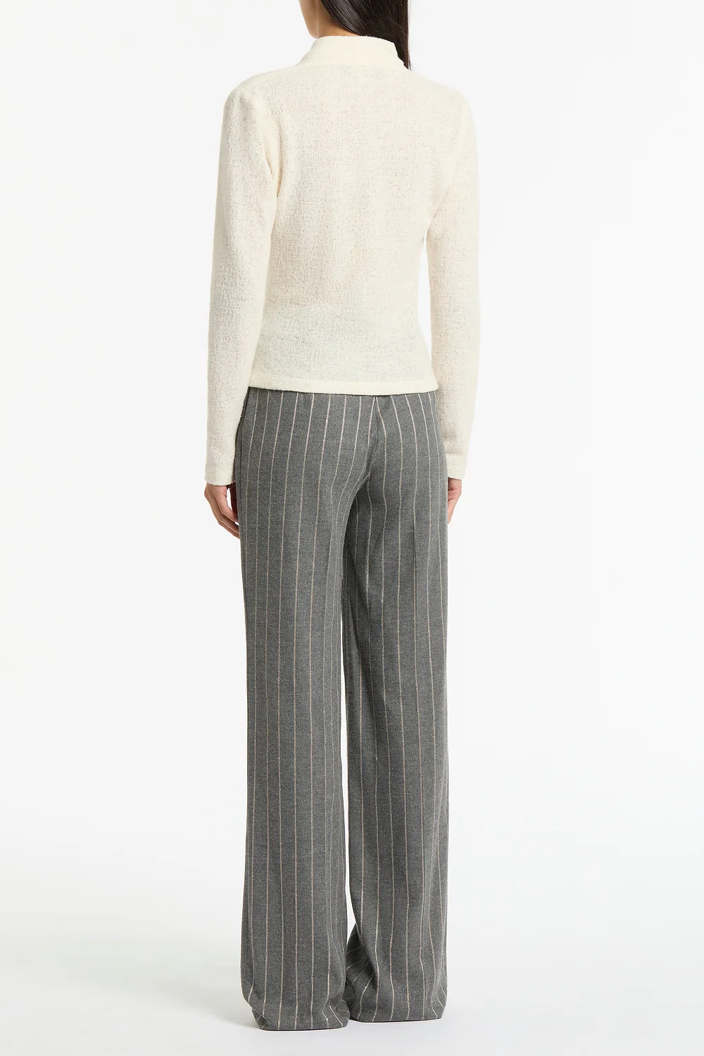 CREME LOOPED KNIT SHAWL WRAP TOP - Image 3