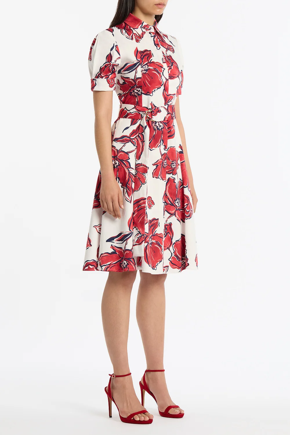 CRIMSON BOUQUET SATEEN SHIRT DRESS - Image 2