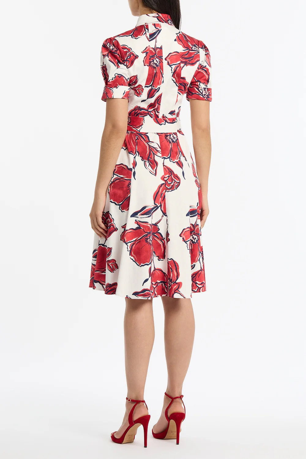 CRIMSON BOUQUET SATEEN SHIRT DRESS - Image 3