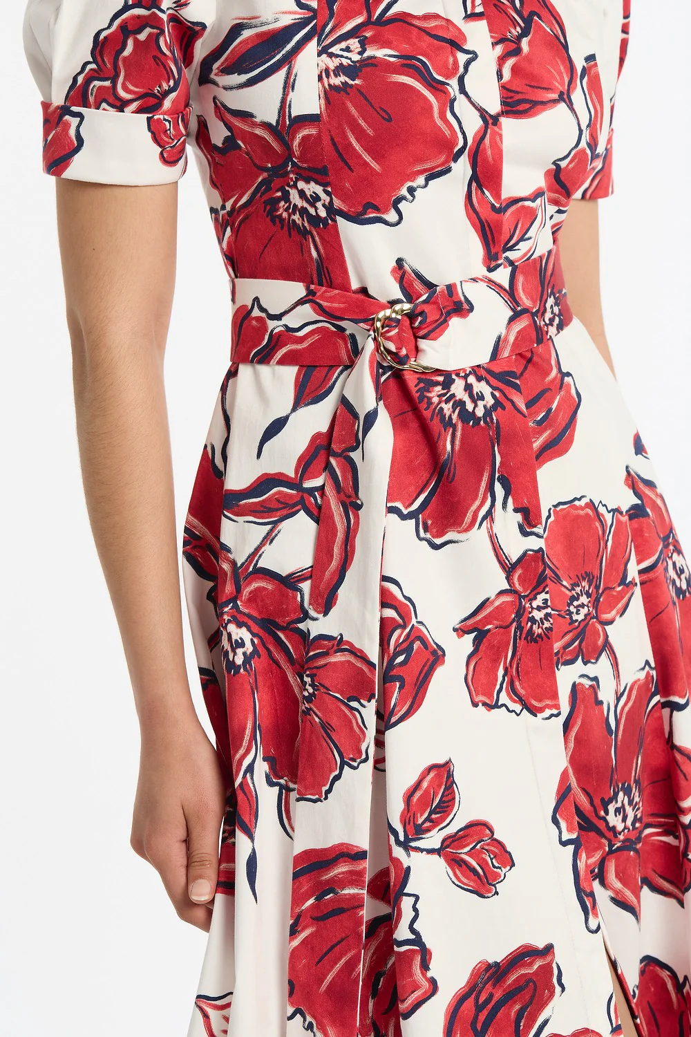 CRIMSON BOUQUET SATEEN SHIRT DRESS - Image 4