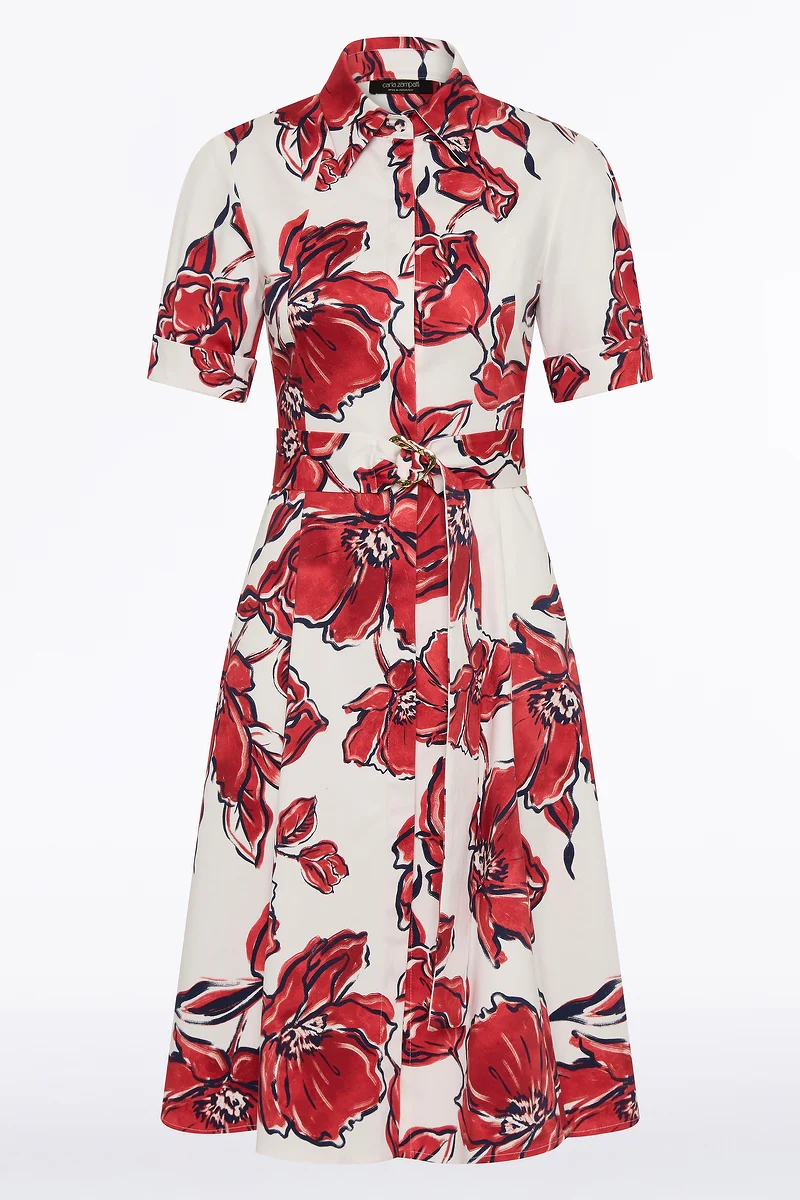 CRIMSON BOUQUET SATEEN SHIRT DRESS - Image 5
