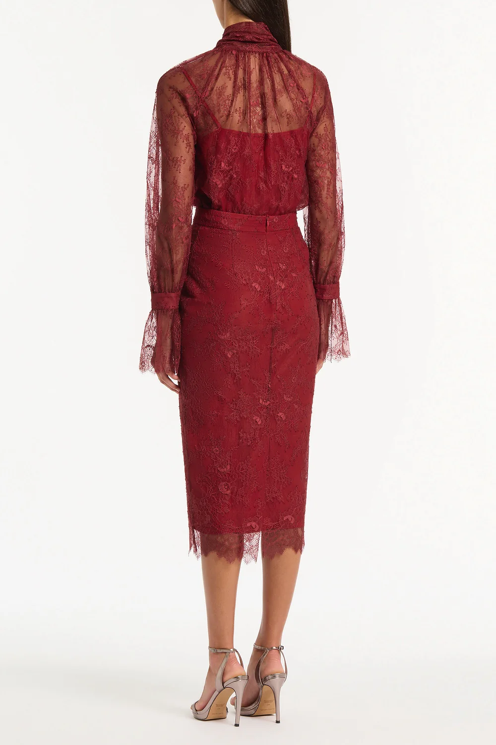 DAHLIA RED LACE TIE FRONT BLOUSE - Image 2