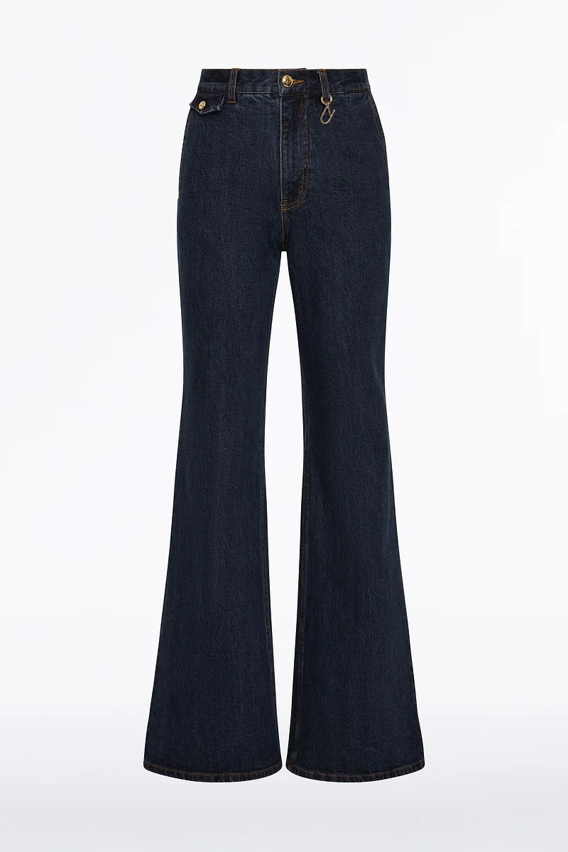 DARK INDIGO BOOTLEG DENIM JEANS - Image 5