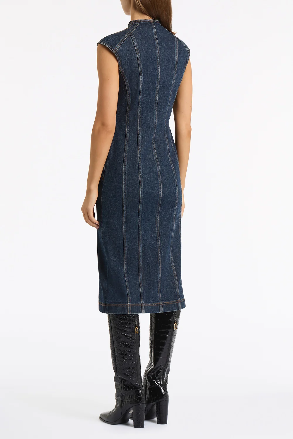 DARK INDIGO DENIM PANEL DRESS - Image 3