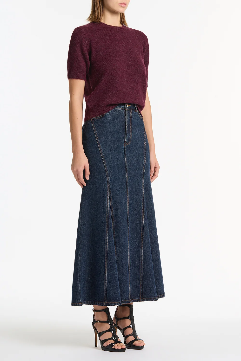 DARK INDIGO PANEL DENIM SKIRT - Image 4