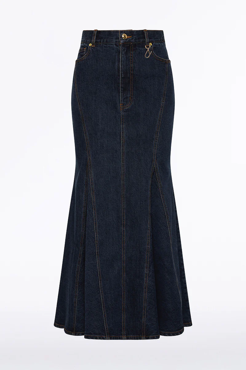 DARK INDIGO PANEL DENIM SKIRT - Image 5