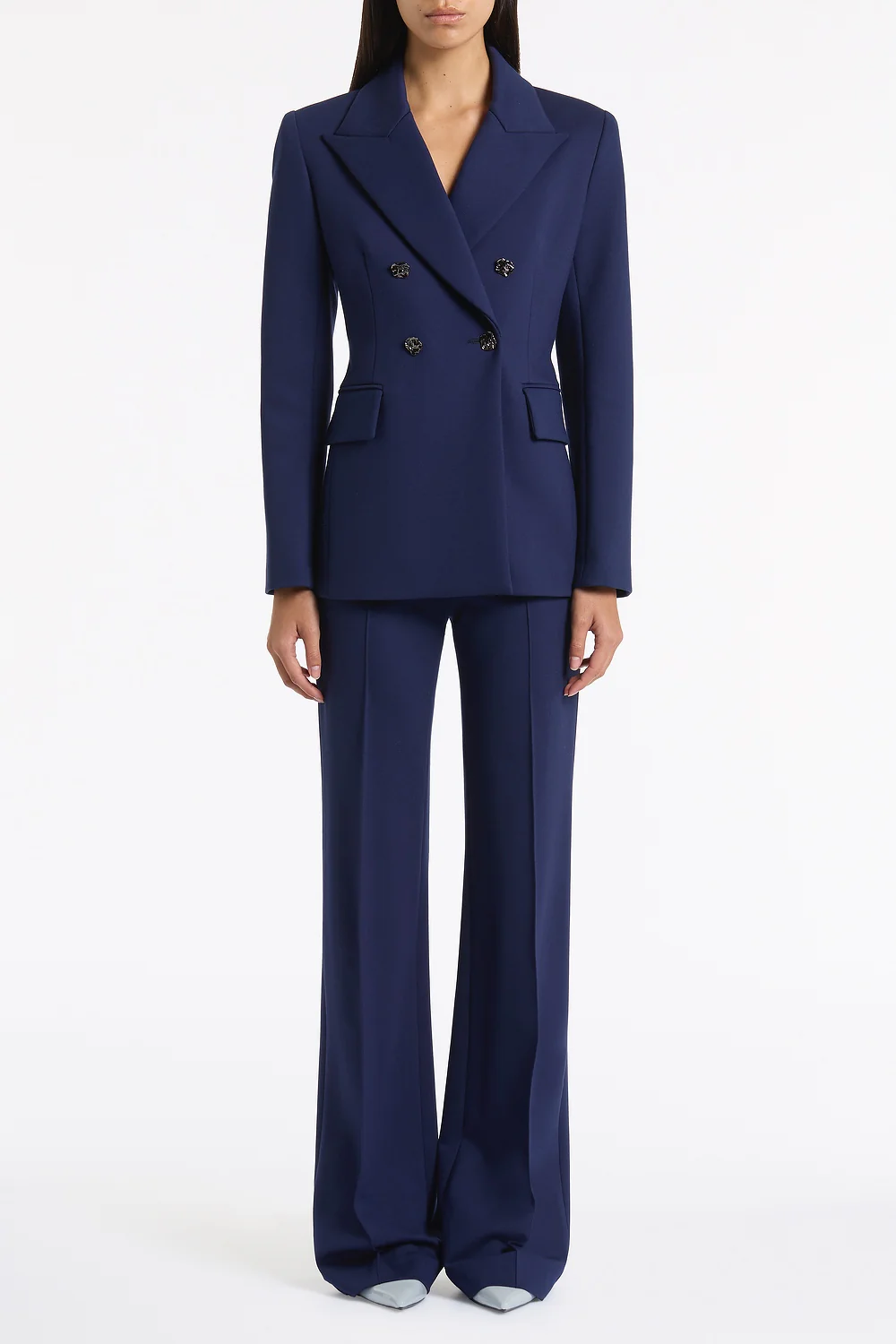 DEEP BLUE PONTE DOUBLE BREASTED BLAZER