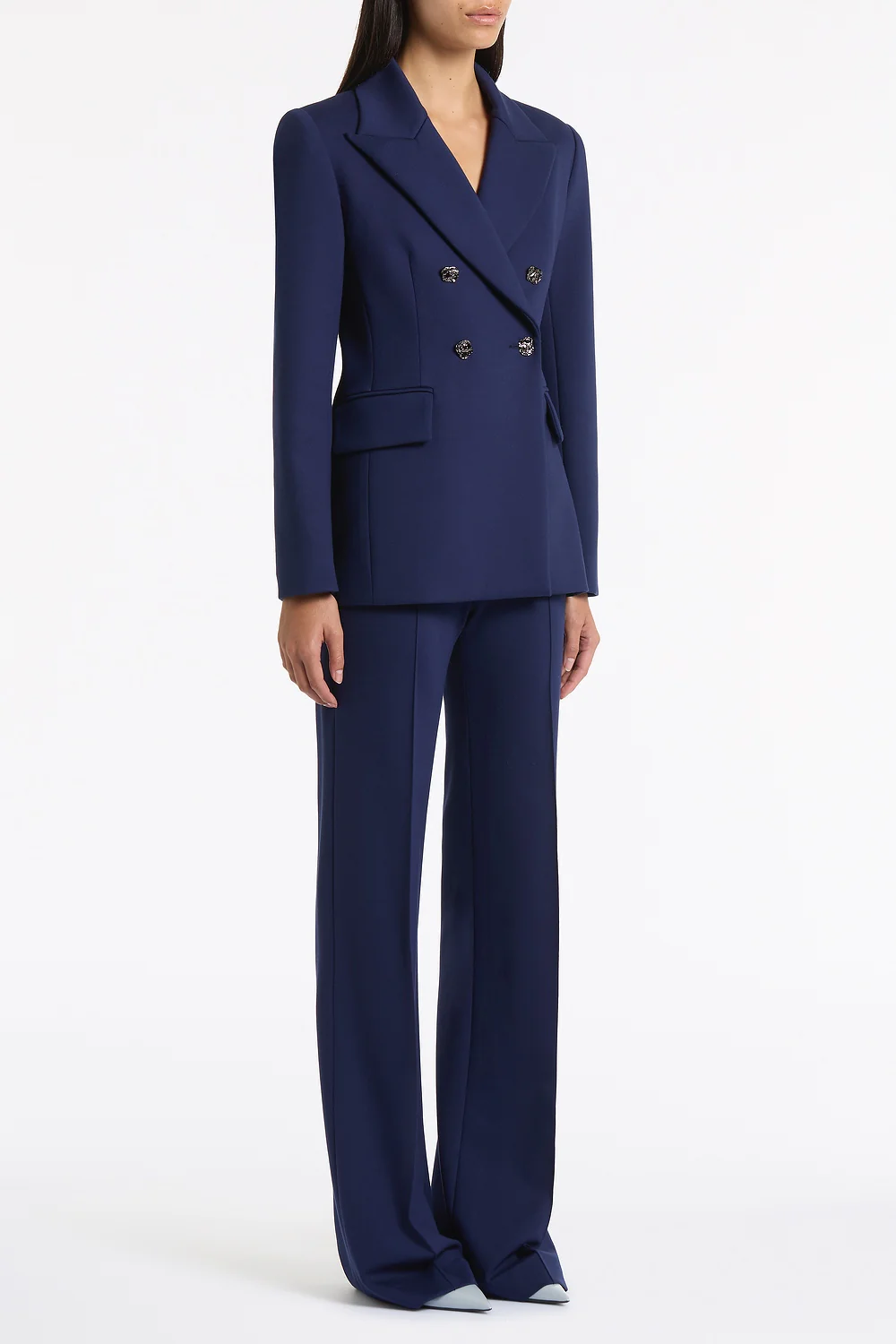 DEEP BLUE PONTE DOUBLE BREASTED BLAZER - Image 2