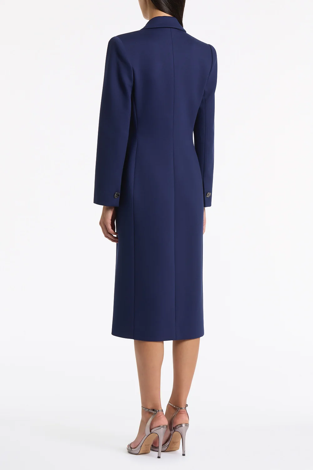 DEEP BLUE PONTE DOUBLE BREASTED COAT - Image 3