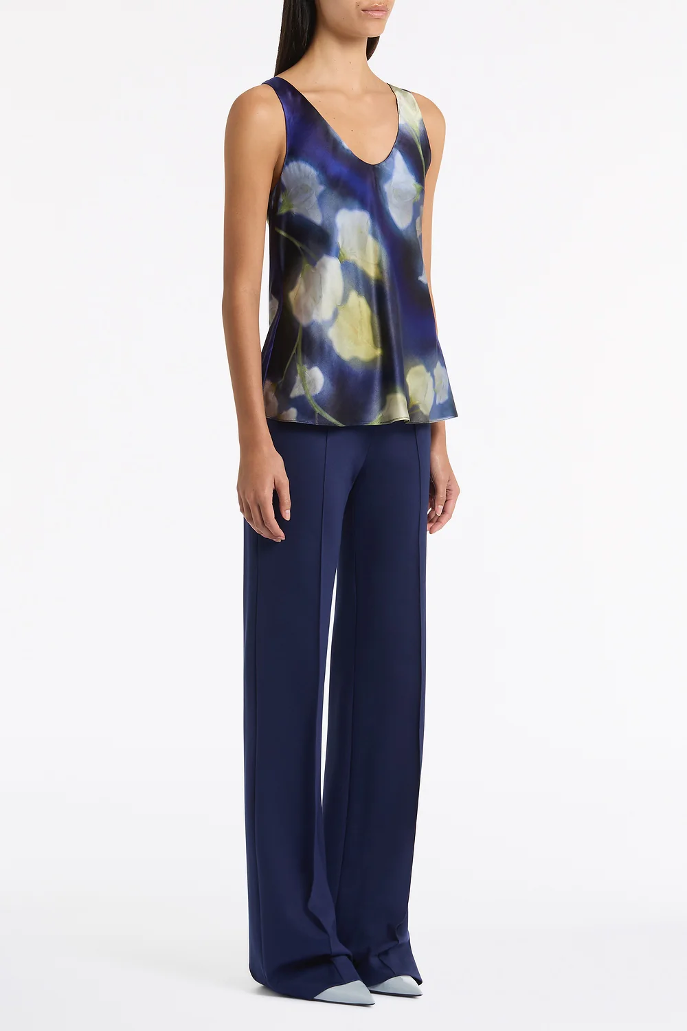 DEEP BLUE PONTE WIDE LEG PANT - Image 2