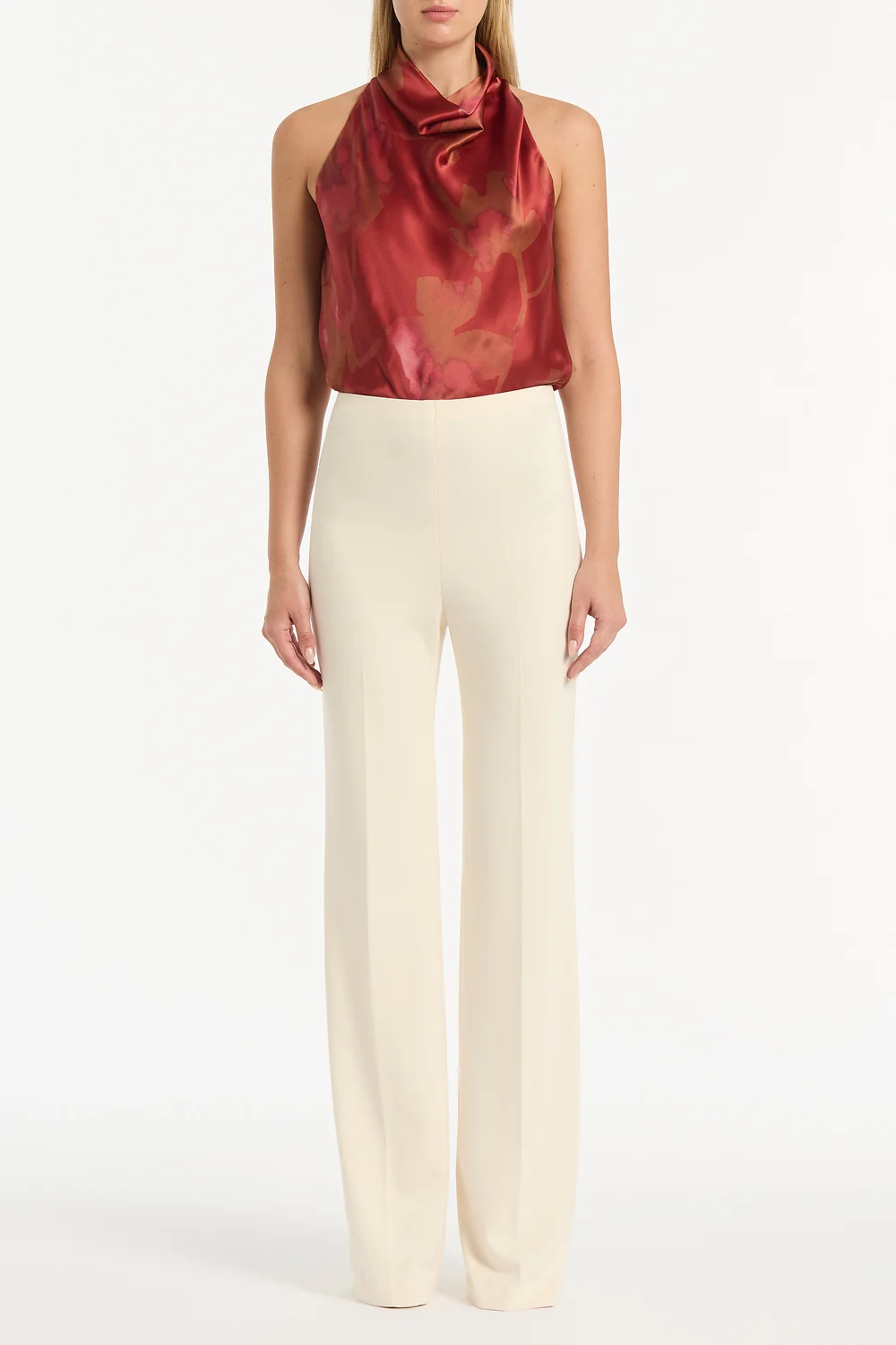 GRANDIFLORA SILK HALTER TOP