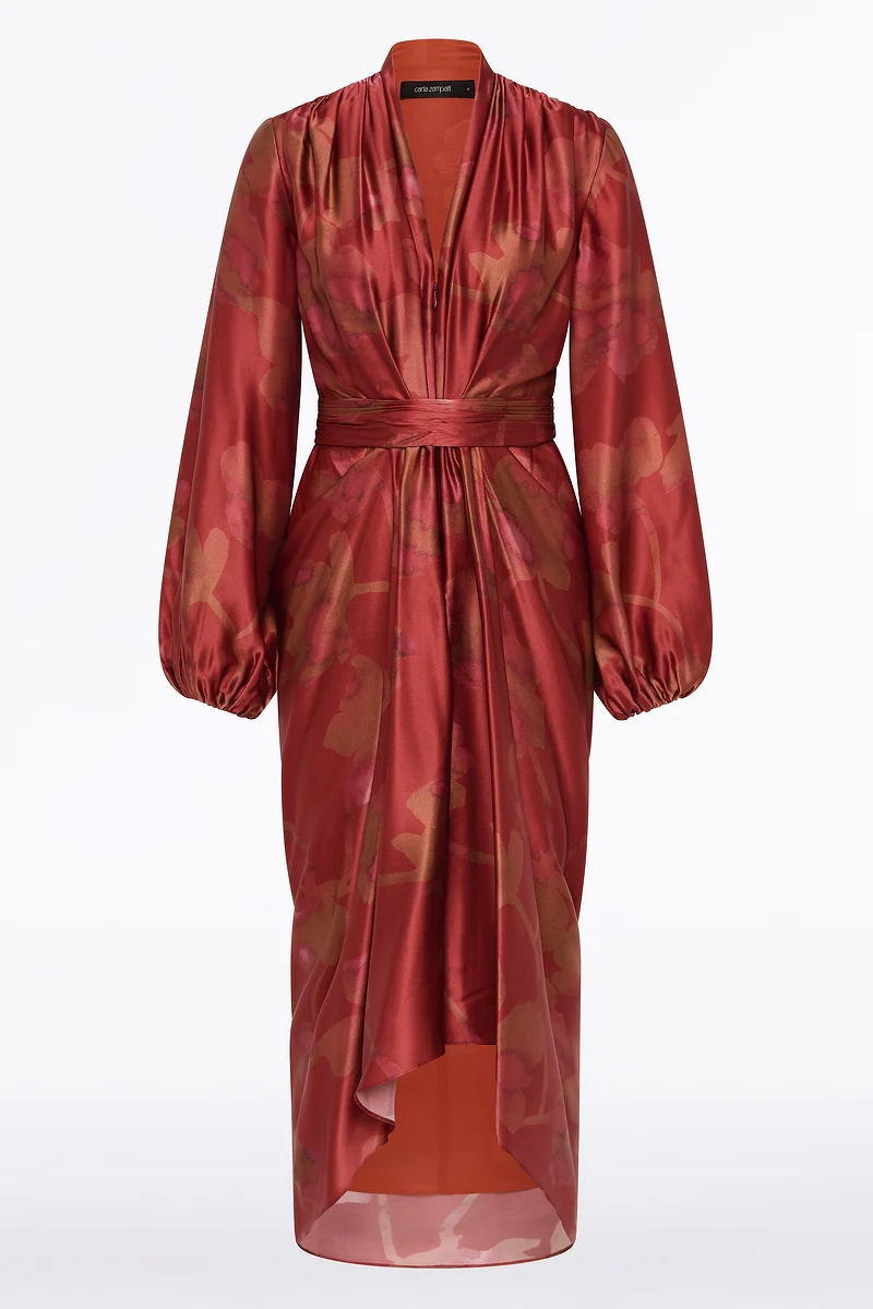 GRANDIFLORA SILK WATERFALL DRESS - Image 4