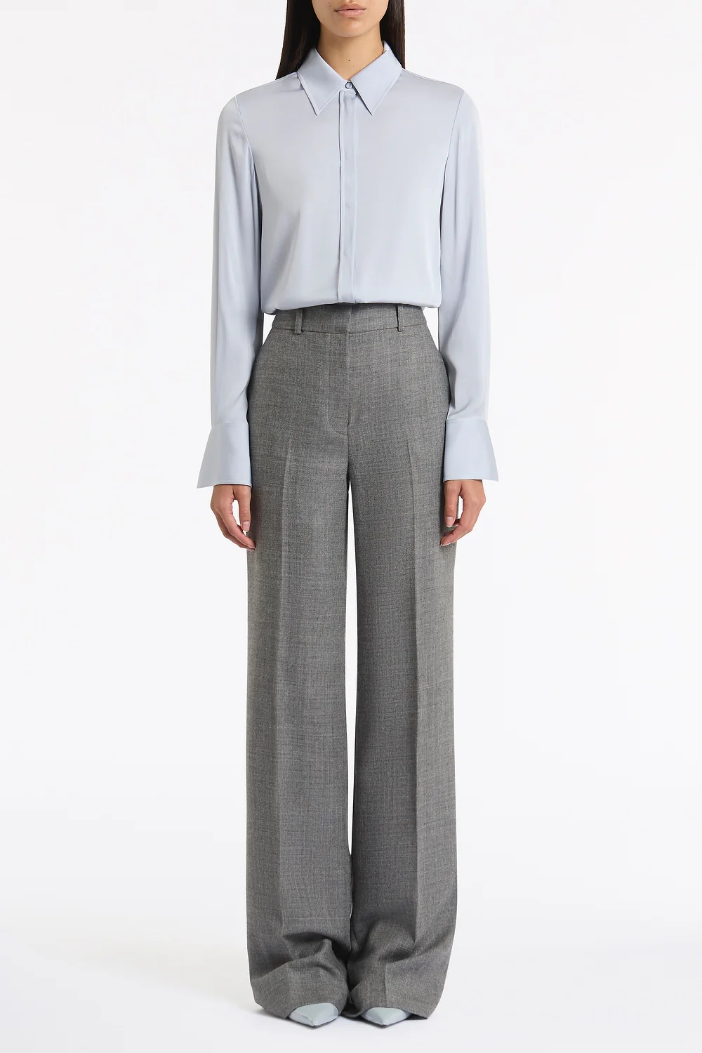 GREY MELANGE WOOL SUITING PANT