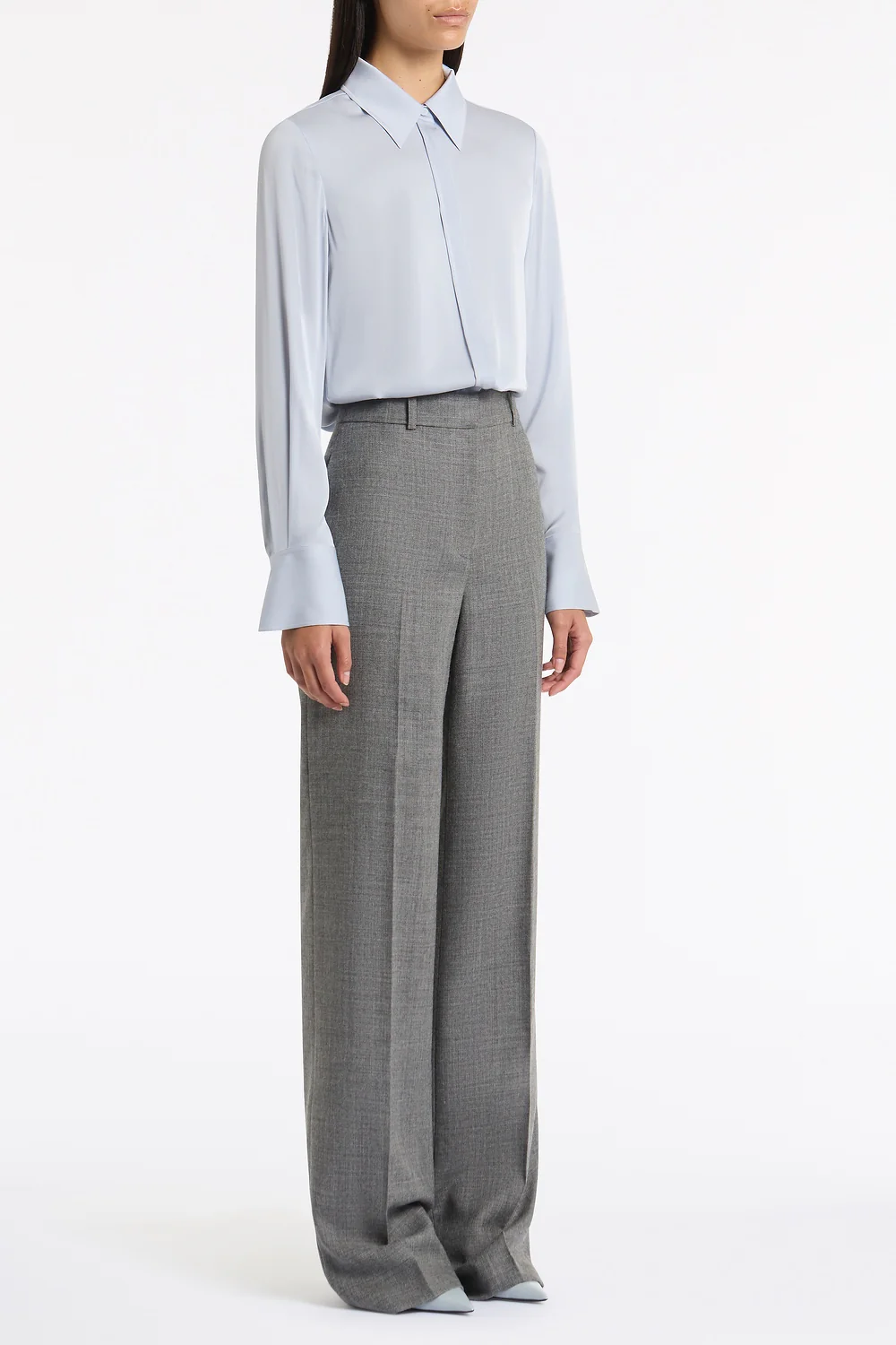 GREY MELANGE WOOL SUITING PANT - Image 2