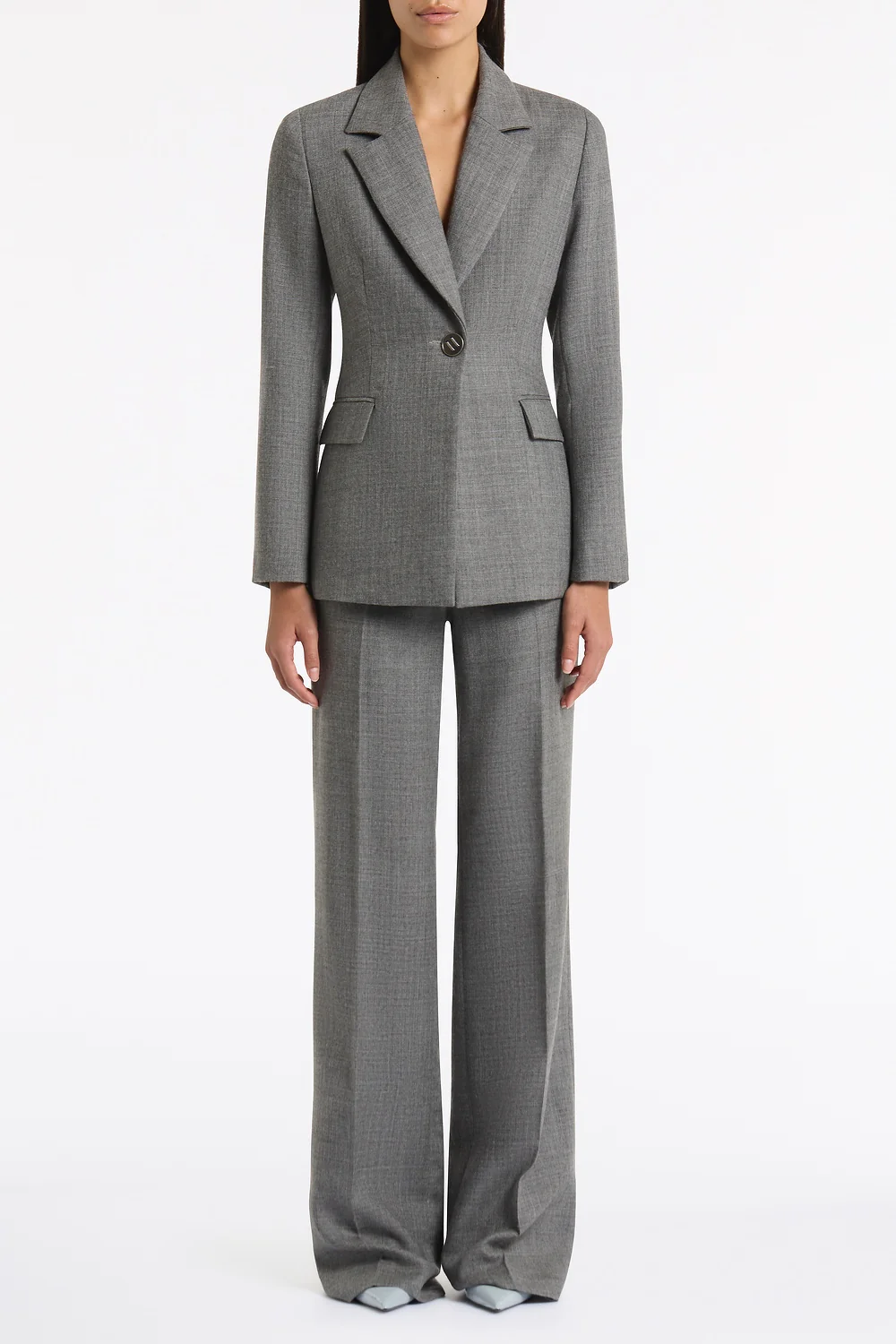 GREY MELANGE WOOL SUITING SCARF JACKET - Image 2