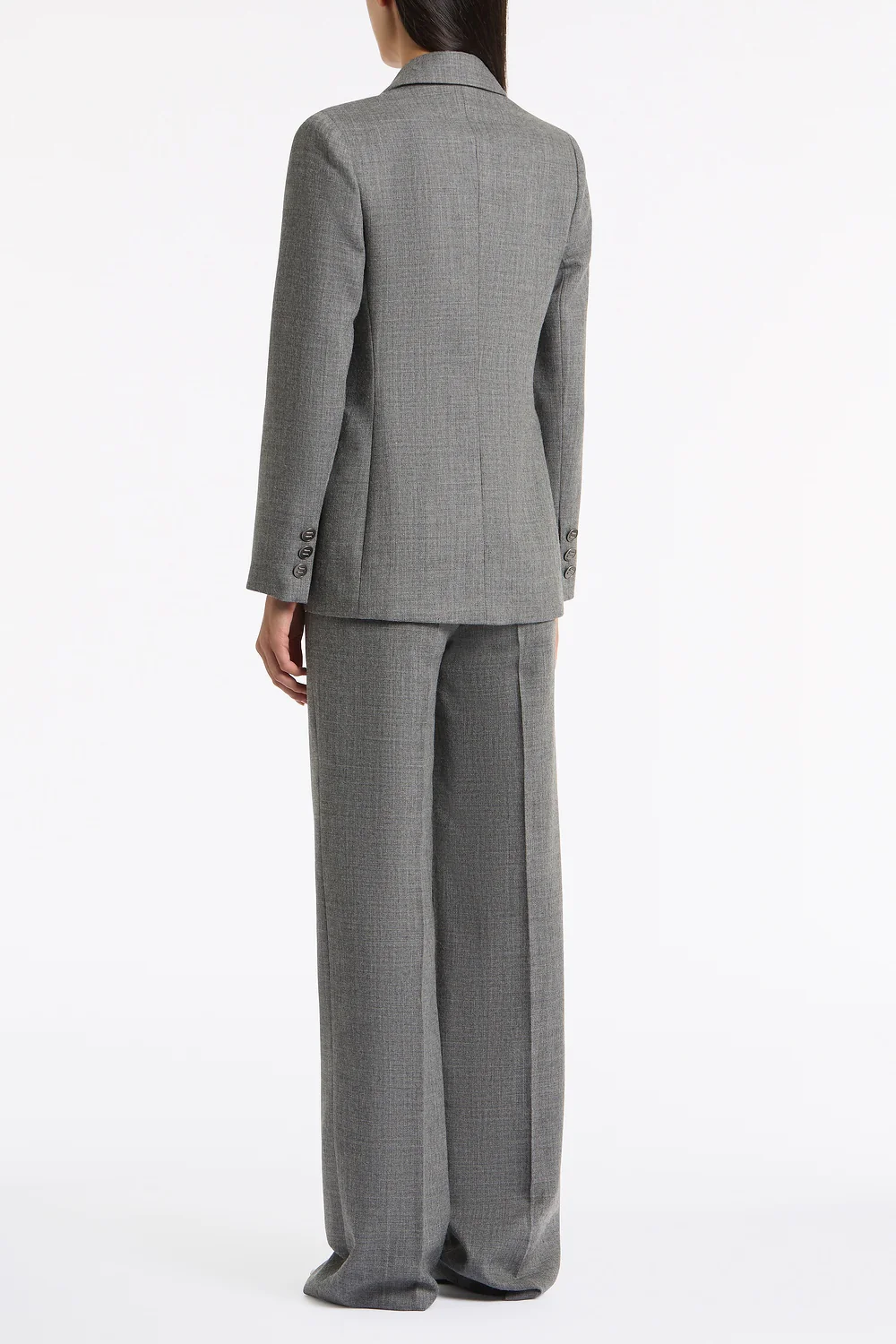 GREY MELANGE WOOL SUITING SCARF JACKET - Image 4