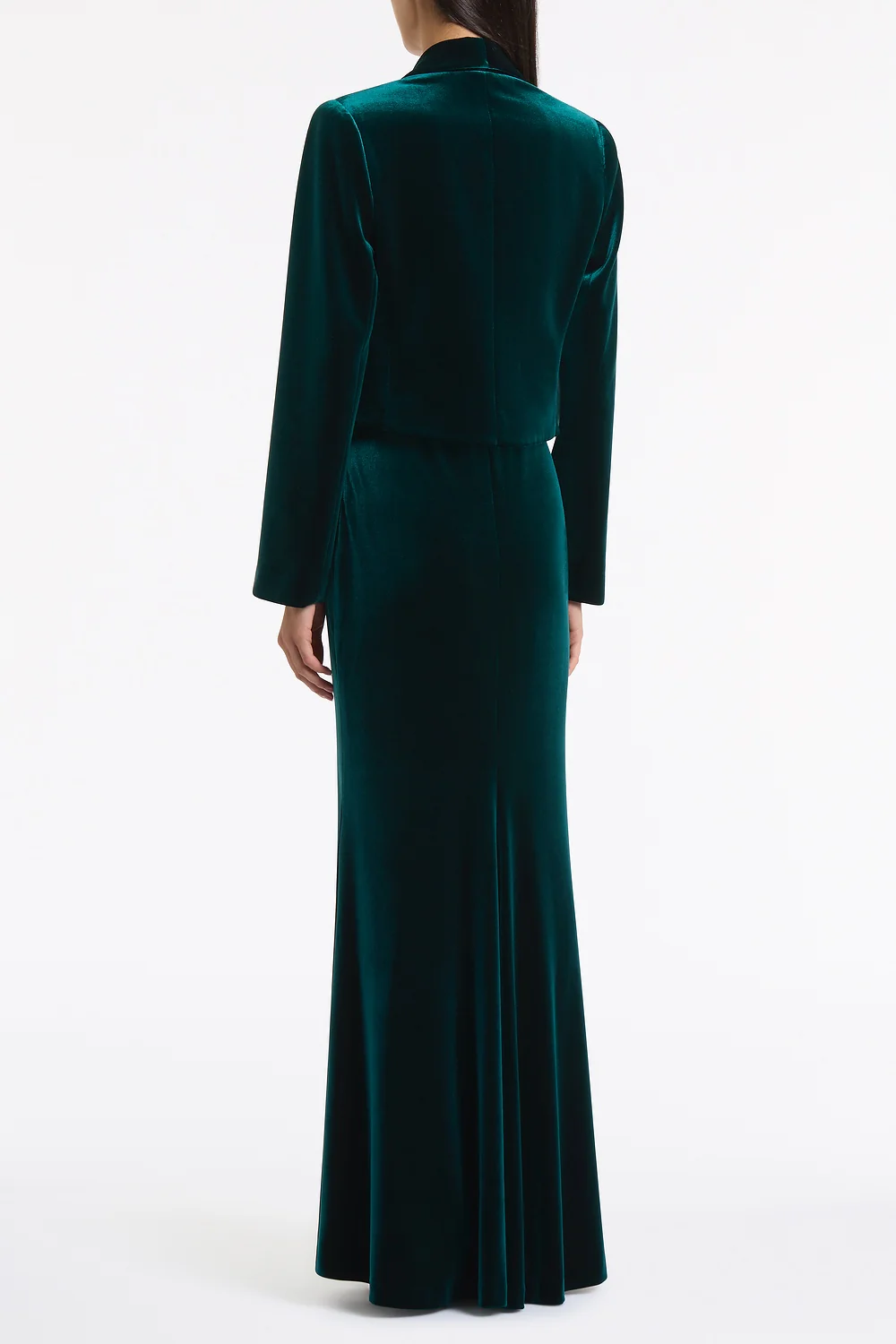 HUNTER GREEN VELVET CROPPED JACKET - Image 3