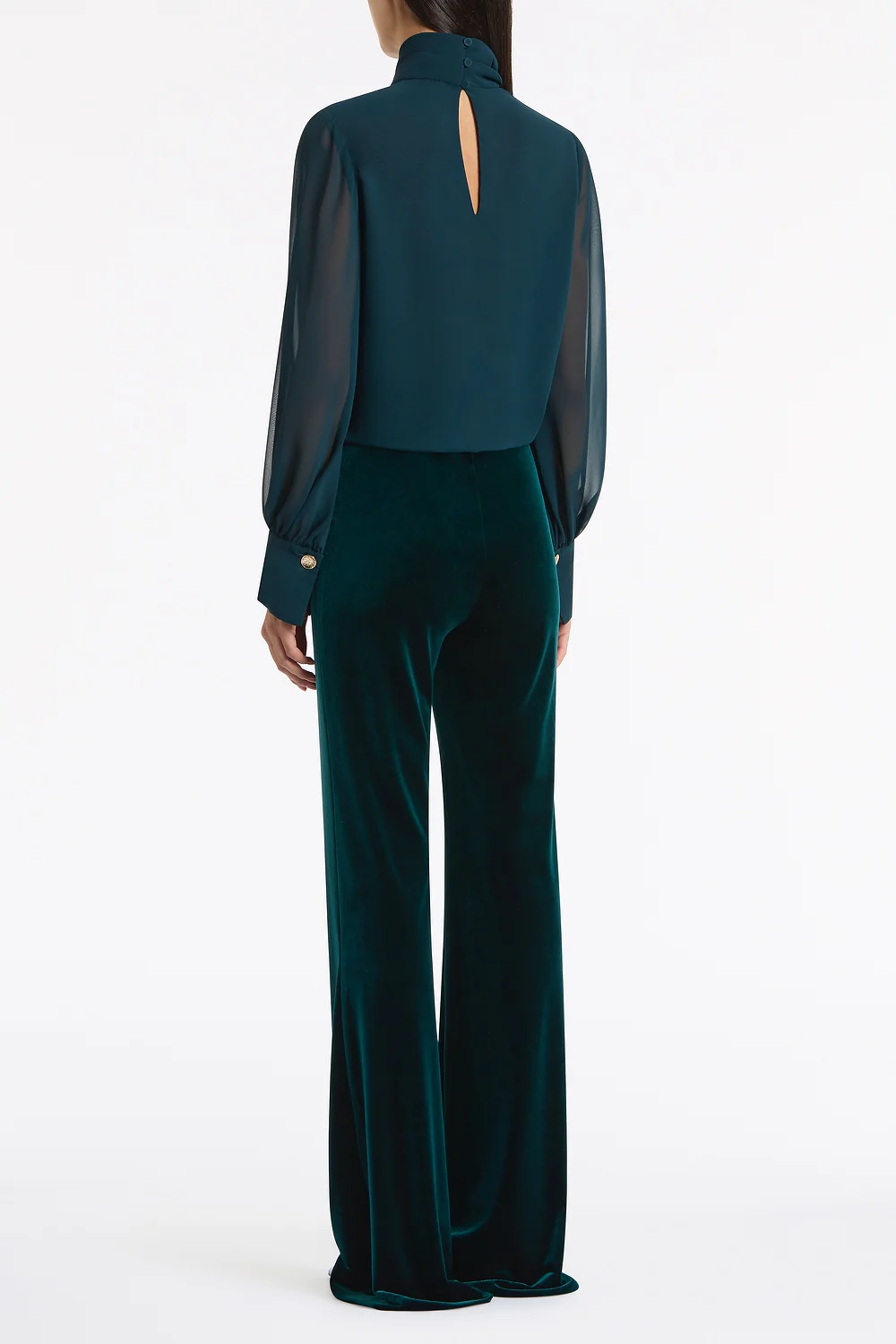 HUNTER GREEN VELVET WIDE LEG PANT - Image 3