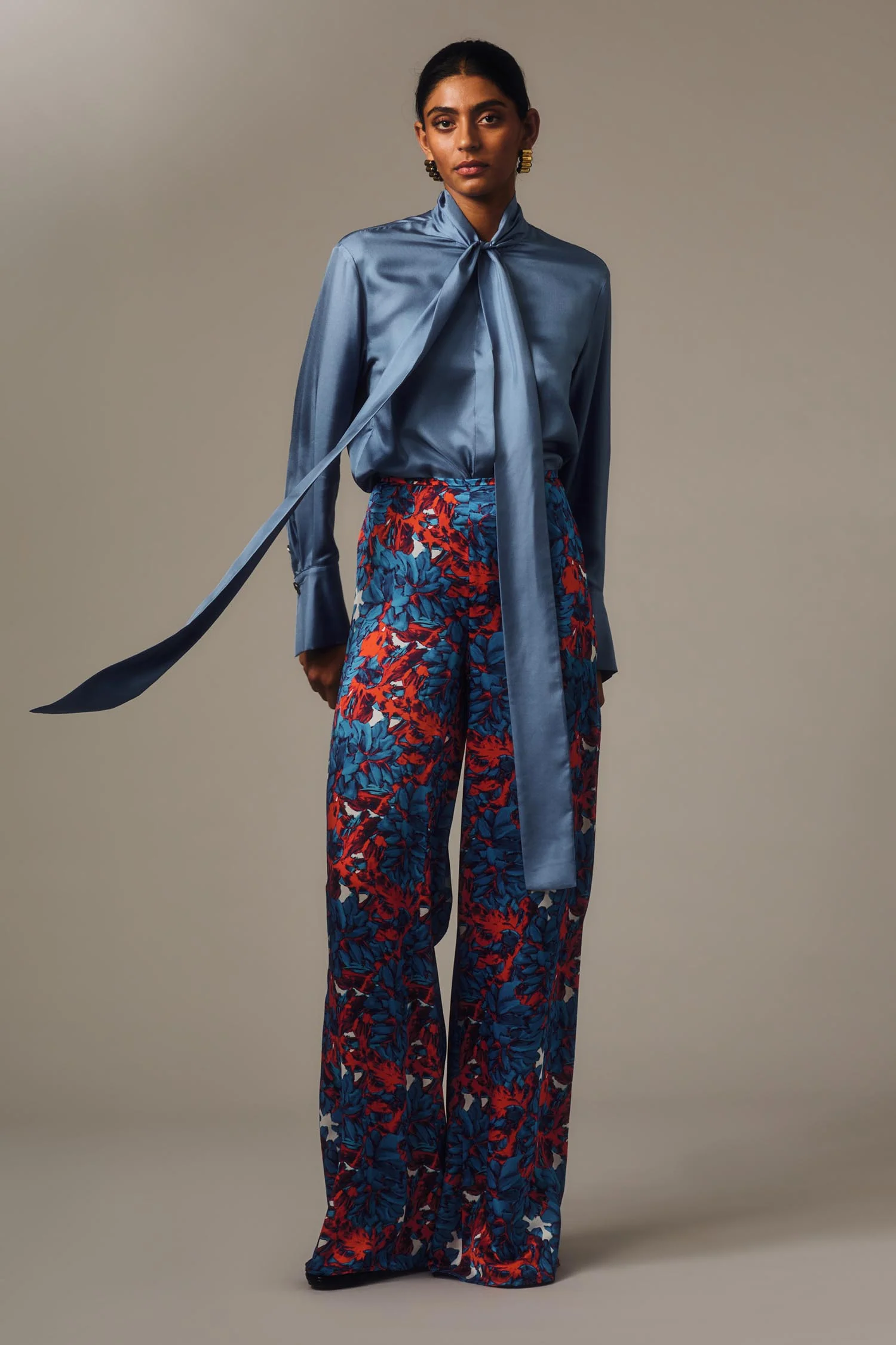 IMPASTO PRINT SILK PALAZZO PANT - Image 5