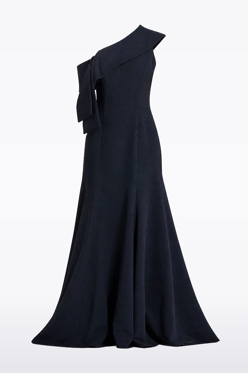 INK CREPE FASCIA ASYMMETRICAL GOWN - Image 4