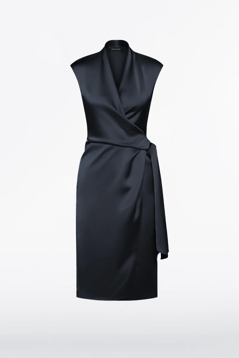 INK SATIN WRAP DRESS - Image 4