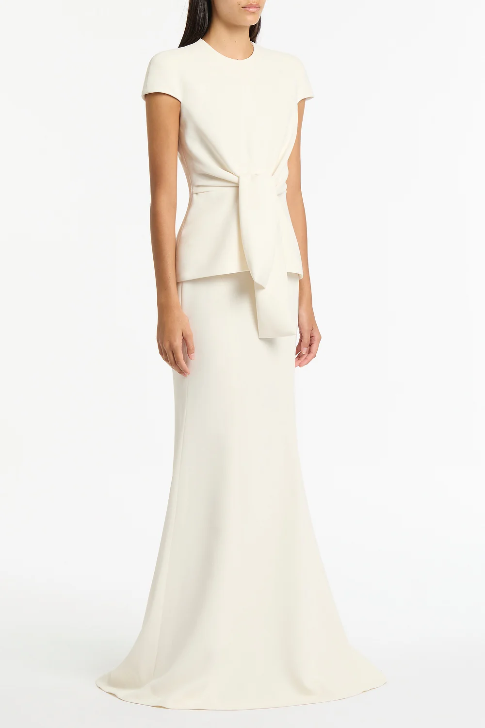 IVORY CREPE CAP SLEEVE TIE TOP - Image 2