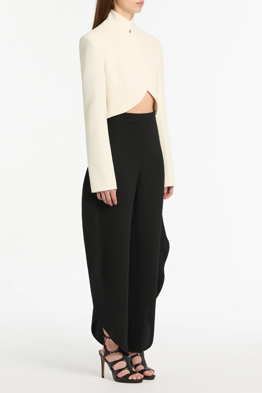 IVORY CREPE CROP JACKET - Image 2
