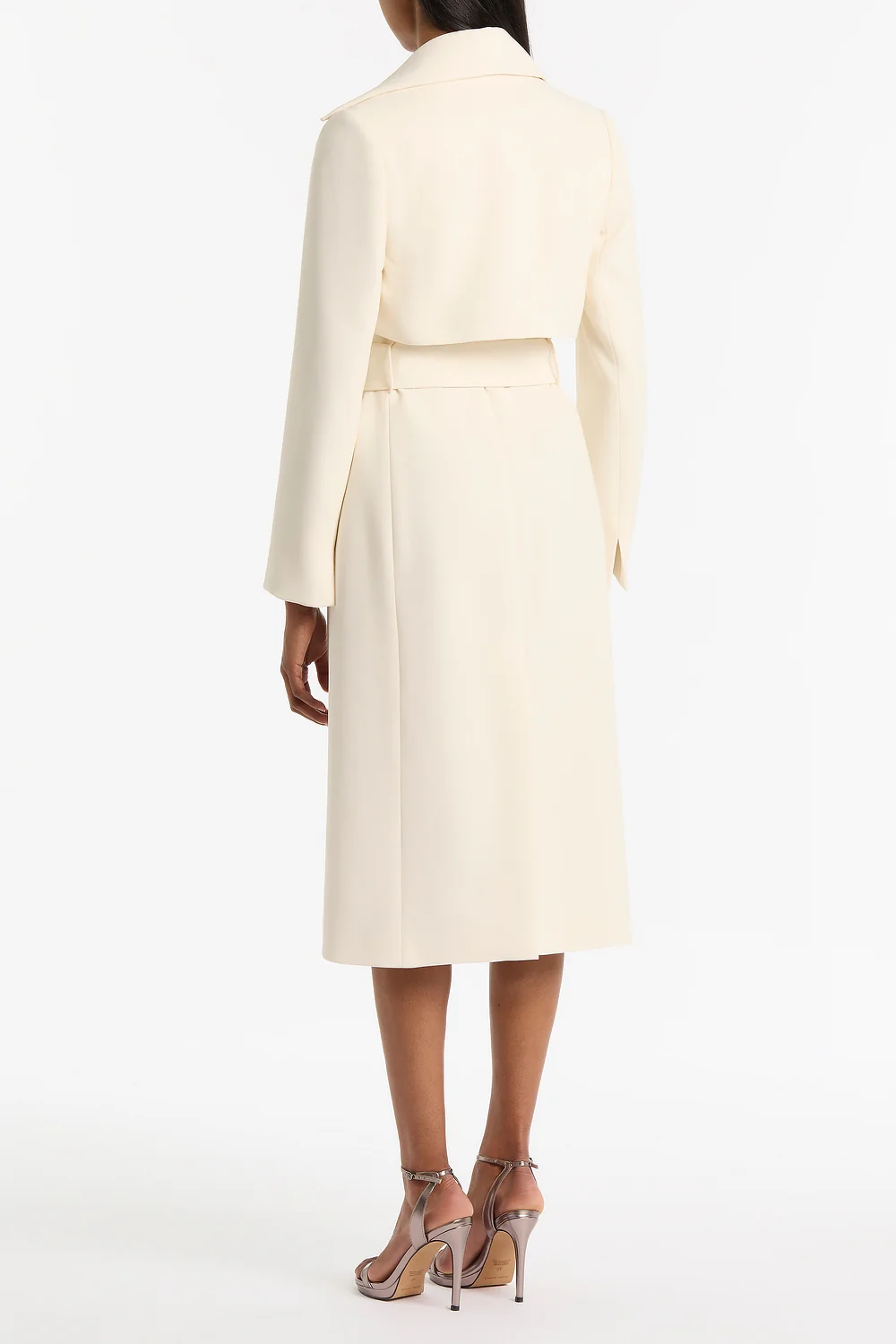 IVORY CREPE DOUBLE-BREASTED TRENCH COAT - Image 2