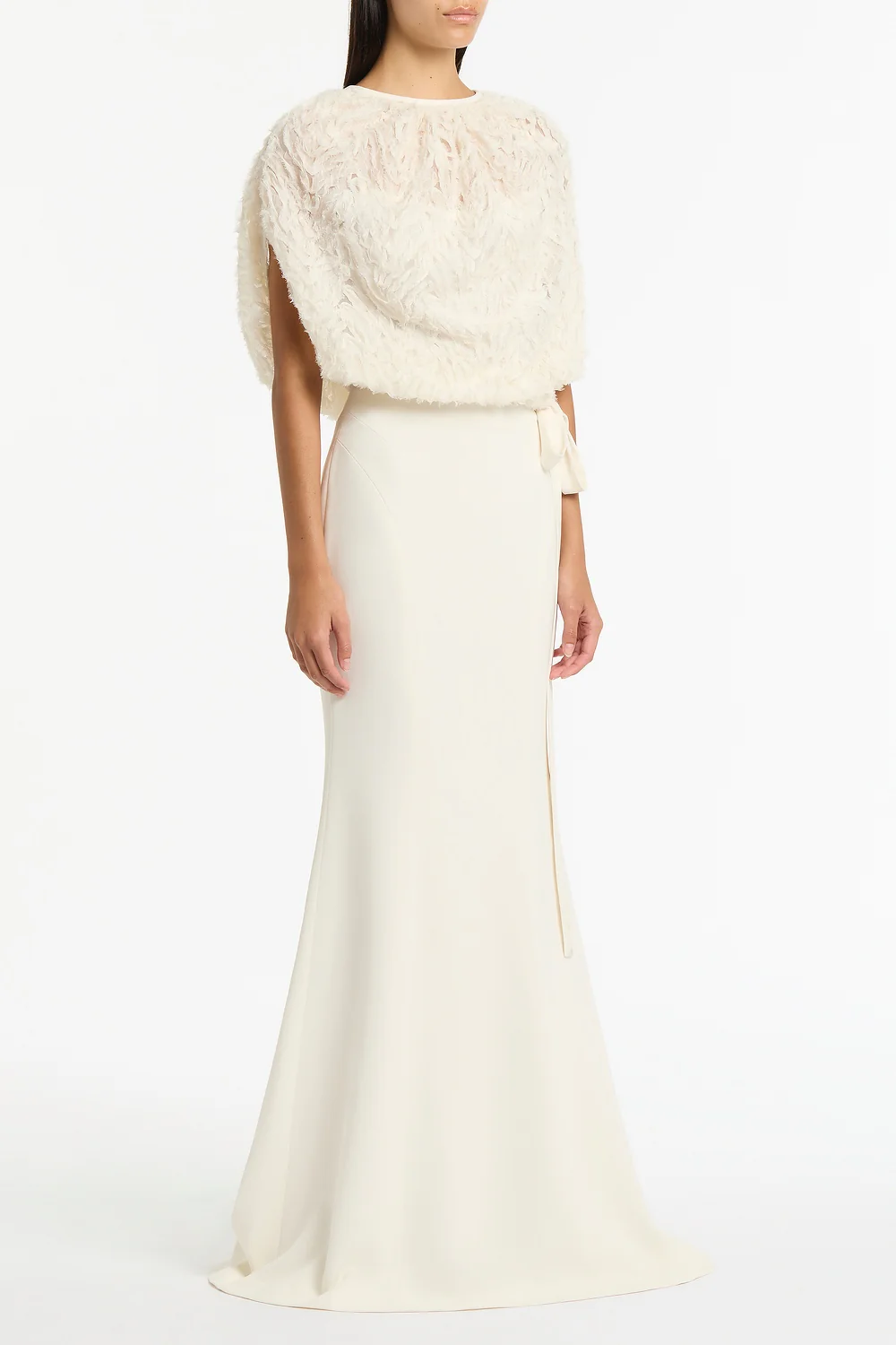 IVORY CREPE FISHTAIL MAXI SKIRT - Image 2