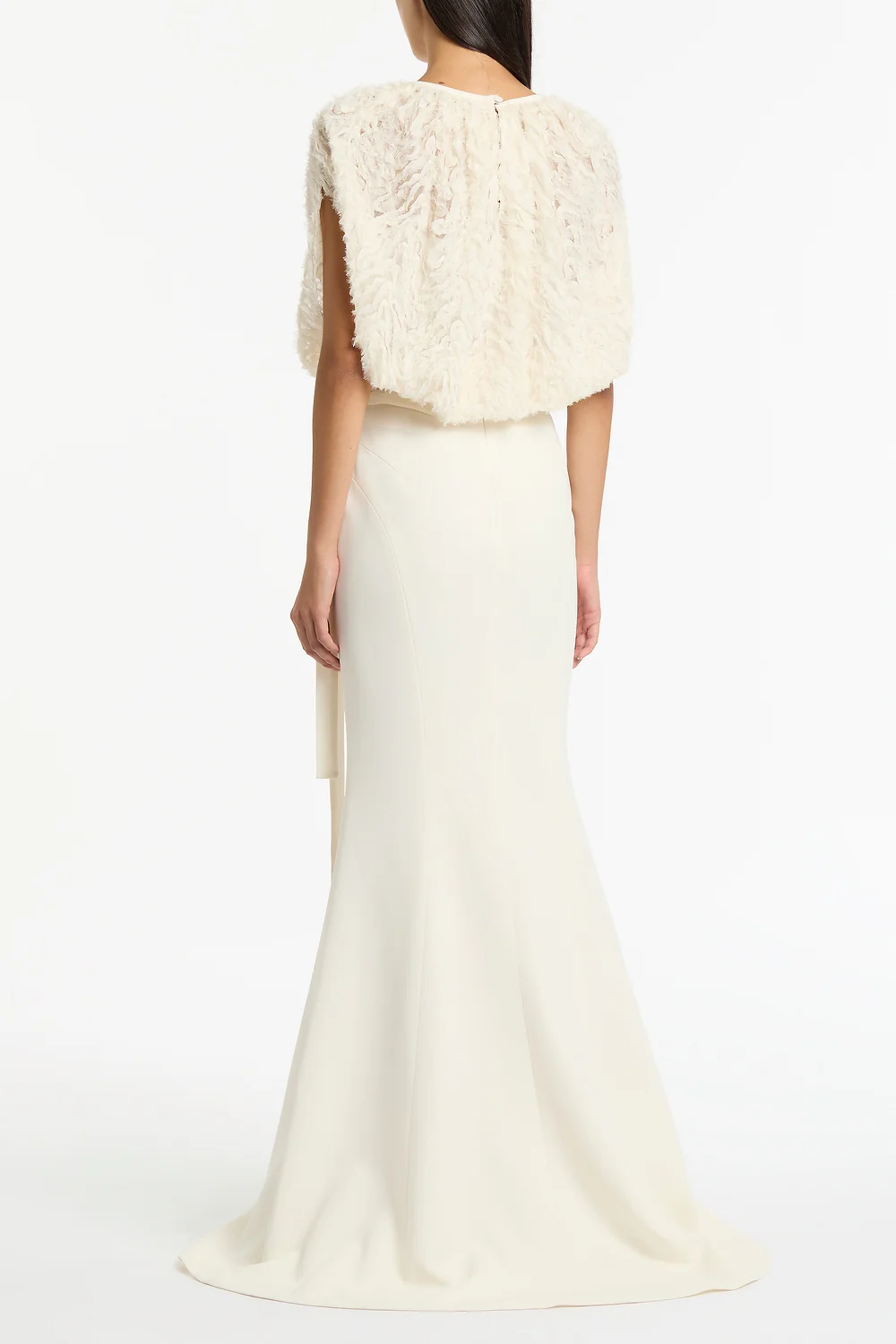 IVORY CREPE FISHTAIL MAXI SKIRT - Image 3